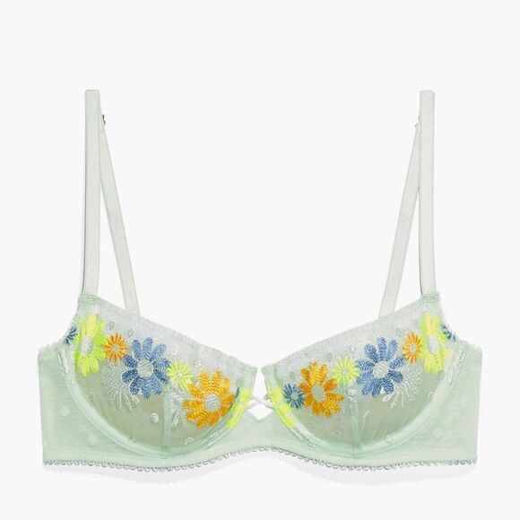 Savage Fenty X Bra Free Spirit Floral Unlined Balconette Green Mist  NWT - Picture 4 of 9